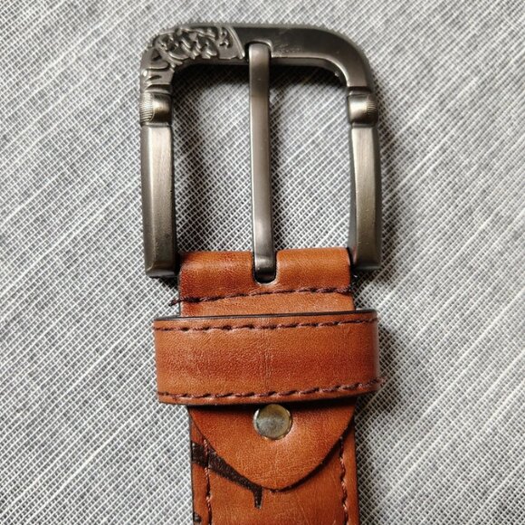 Leather Belt Brown Mens Western Cowboy DKBL Buckle - Picture 5 of 11